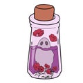 Cartoon vector ghost in jar illustration pink and bacground white Royalty Free Stock Photo