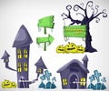 Cartoon vector halloween background with separated layers Royalty Free Stock Photo