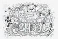 Cartoon vector hand drawn doodles on a school theme. Go back to school Royalty Free Stock Photo