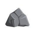 Cartoon vector icon of strong gray stone. Solid mountain rock. Element for landscape background of mobile video game