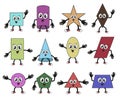 Cartoon vector illustration of basic geometric shapes of funny characters for kids education Royalty Free Stock Photo