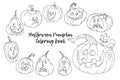 Cartoon Vector Illustration of Black and White Halloween Royalty Free Stock Photo