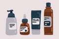 Vector illustration of Brown glass bottle, medical dropper, cosmetics bottle,