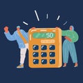 Vector illustration of Calculation concept. People with calculator. Businessman, accountant. Team team has benefited