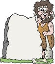 Cartoon Vector illustration of a Caveman looking at a Big Stone