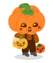 Cartoon vector illustration, Halloween pumpkin boy Royalty Free Stock Photo