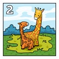 Cartoon illustration for children. Two giraffes Royalty Free Stock Photo