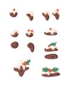 Cartoon vector illustration Christmas Pudding. Hand drawn font. Actual Creative Holidays bake alphabet and signs: point, comma,