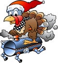 Cartoon Vector illustration of an Christmas Thanksgiving Turkey riding a BBQ grill barrel