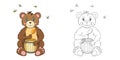Bear line and color illustration.