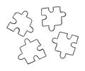 Cartoon vector illustration of compatible 4 puzzle pieces in different colors