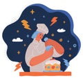 Vector illustration of Confectioner woman with cake