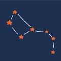 Cartoon vector illustration of Constellation the Great Bear. Big dipper in constellation, Ursa Majo on a black sky Royalty Free Stock Photo