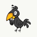 Cartoon vector illustration of cute crow