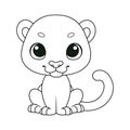 Cartoon vector illustration of cute panther coloring page Royalty Free Stock Photo