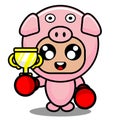 Win boxing pig animal mascot costume