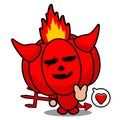 Red devil pumpkin mascot love Royalty Free Stock Photo