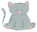 Domestic tabby gray cat cartoon character