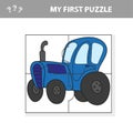 Education Puzzle Game for Preschool Children with Tractor
