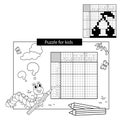 Education Puzzle Game for school Children. Cherry. Black and white japanese crossword with answer.