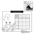 Puzzle Game for school Children. Whale. Black and white japanese crossword with answer Royalty Free Stock Photo