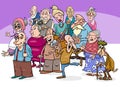 Senior characters group cartoon illustration