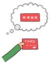 Cartoon vector illustration of forget credit card password