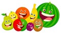 Cartoon fruit characters group vector illustration Royalty Free Stock Photo