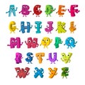 Cartoon Vector Illustration of Funny Capital Letters Alphabet Royalty Free Stock Photo