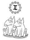 Cartoon dog as Gemini Zodiac sign Royalty Free Stock Photo