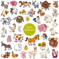 Cartoon funny farm animal characters set Royalty Free Stock Photo