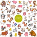 Cartoon farm animal characters big set Royalty Free Stock Photo