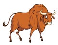 Cartoon Vector Illustration of Funny Farm Bull Animal