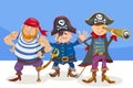 Funny pirate characters cartoon illustration