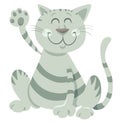 Funny tabby cat cartoon animal character