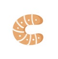 Cartoon vector illustration Ginger bread Cookie Letter C. Hand d