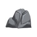 Cartoon vector illustration of gray stone with lights and shadows. Solid mineral material. Mountain rock. Object for map