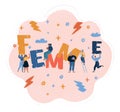 Vector illustration of Group of women Feminists come together