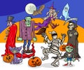 Halloween holiday cartoon spooky characters group