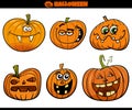 Cartoon Halloween pumpkins or Jack`o`lantern set Royalty Free Stock Photo