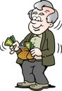 Cartoon Vector illustration of a happy old man taking money out of his wallet Royalty Free Stock Photo