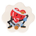 Vector illustration of healthy heart training weight, dumbbells concept make strong