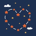 Cartoon vector illustration of heart constellation. Horoscope concept