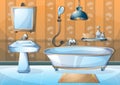 Cartoon vector illustration interior bathroom Royalty Free Stock Photo