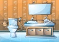 Cartoon vector illustration interior bathroom Royalty Free Stock Photo
