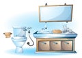 Cartoon vector illustration interior bathroom Royalty Free Stock Photo