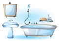 Cartoon vector illustration interior bathroom Royalty Free Stock Photo