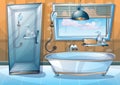 Cartoon vector illustration interior bathroom Royalty Free Stock Photo