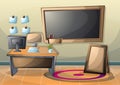 Cartoon vector illustration interior classroom with separated layers