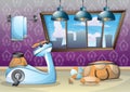 Cartoon vector illustration interior fitness room with separated layers